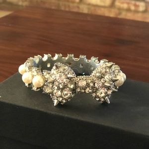 Betsey Johnson spike and pearl bow bracelet